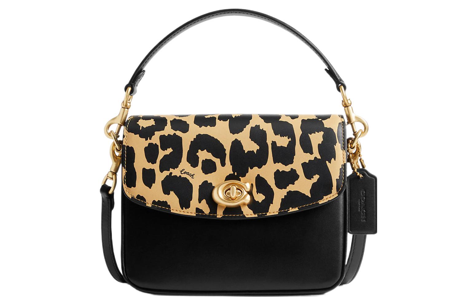 

Сумка через плечо Cassie из телячьей кожи маленького размера, квадратная, женская, желто-черная COACH