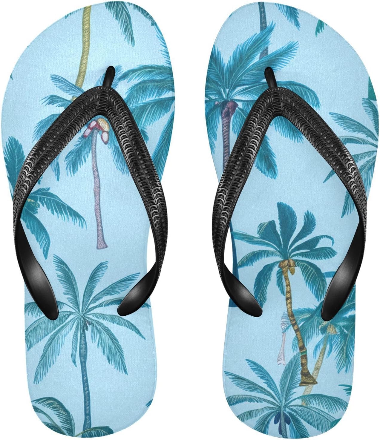 

Сланцы с пальмами и кокосами, пляжный душ, резиновые нескользящие летние тапочки для прогулок, мужские и женские Sinestour, бирюзовый