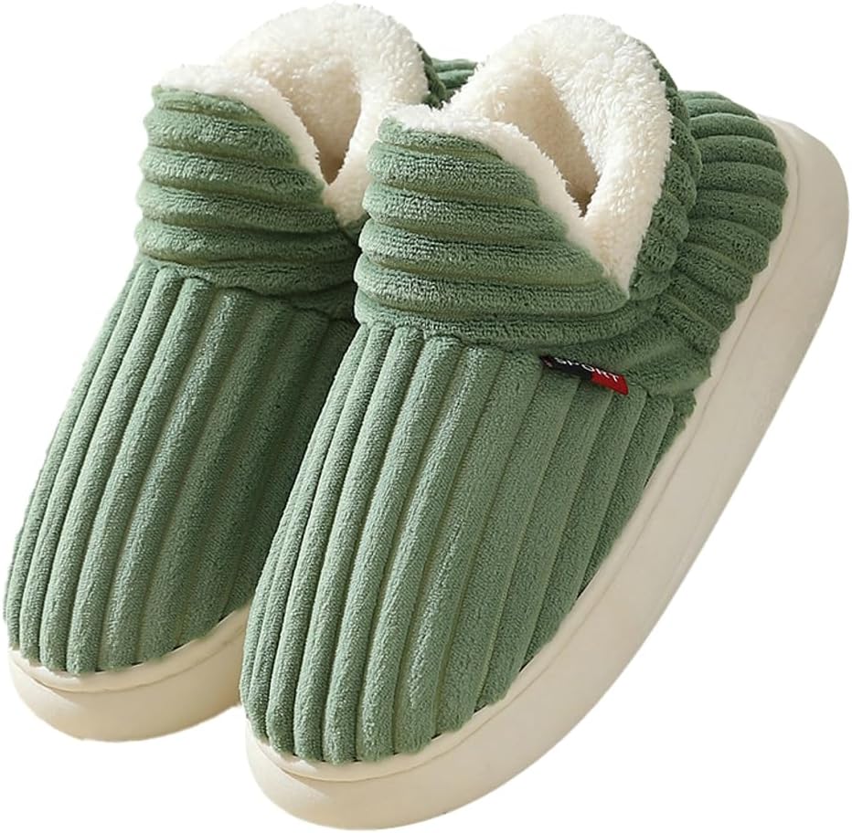

Женские и мужские домашние тапочки Pocadri, теплые зимние, с утолщенной флисовой подкладкой, с эффектом памяти, мягкие, с нескользящей подошвой, для дома и улицы, зеленый