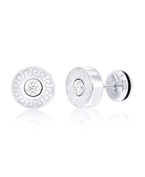 

Нержавеющая сталь, 10 мм, круглые греческие ключи с фианитом Metallo, silver