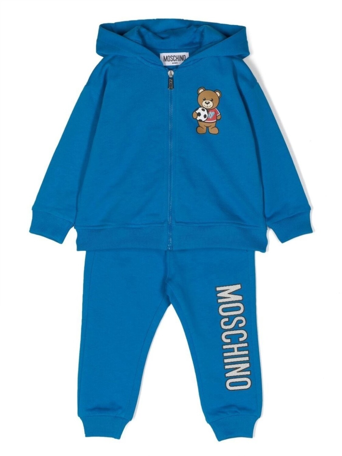 

Moschino Kids спортивный костюм Football Teddy Bear с капюшоном, синий