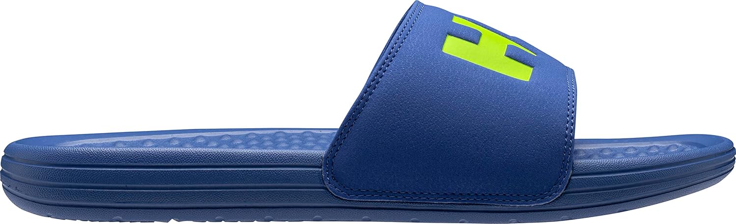 Helly-Hansen H/H Slide мужские повседневные удобные сандалии, легкий стеганый ремешок, крупный логотип, пляжная обувь для бассейна Helly Hansen, 563 Olympian Blue/Azid Lime — фото 3