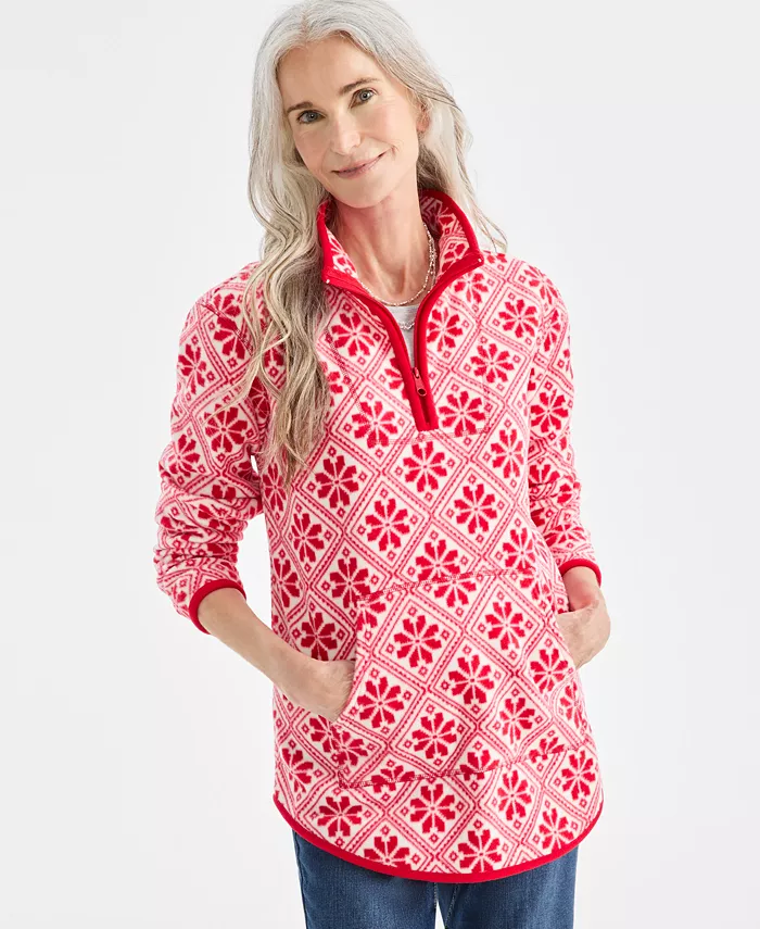 

Женская толстовка с воротником стойкой и молнией на четверть из полярной флиса, созданная для Macy's Style & Co, красный