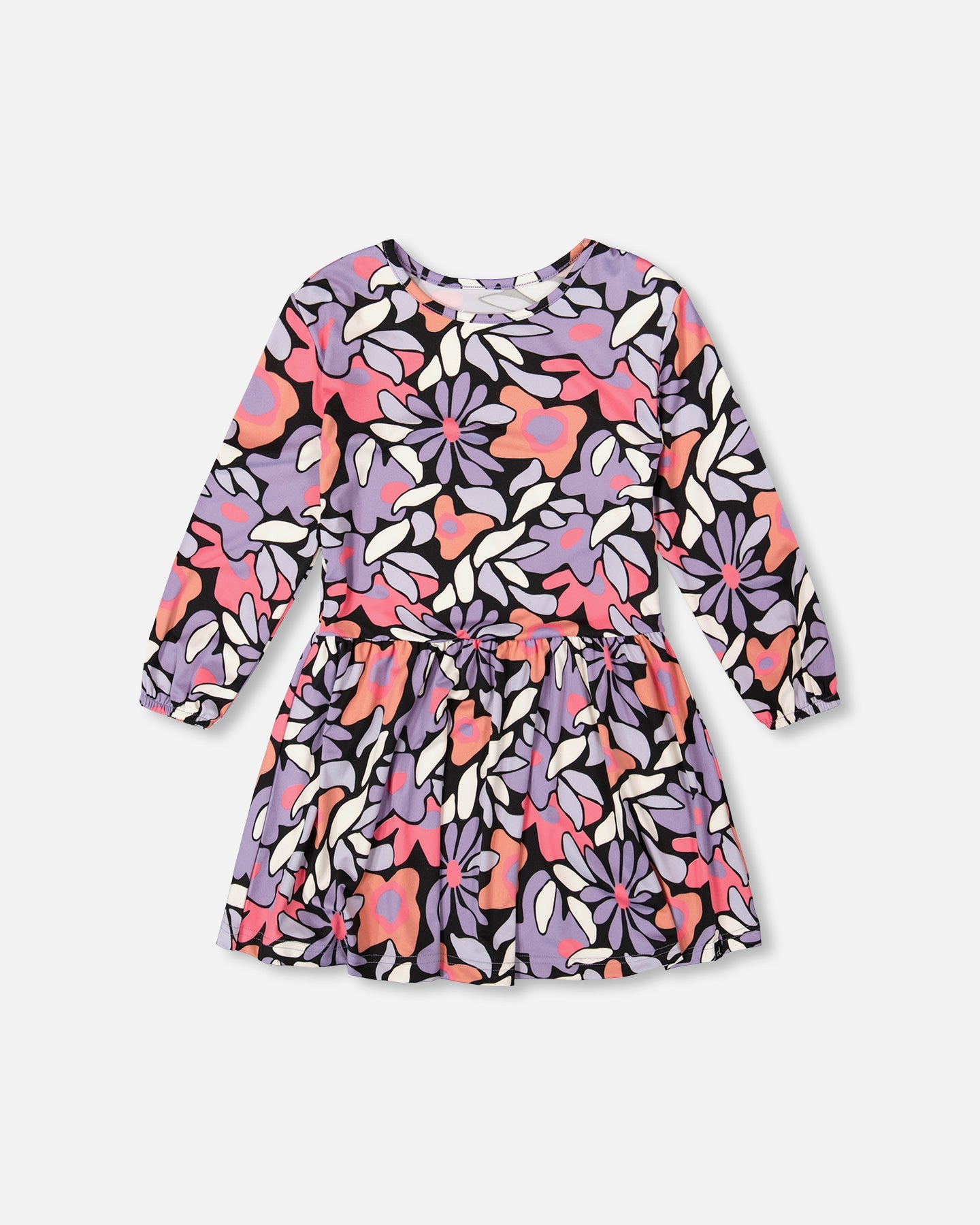 

Джерси платье черное с ретро-принтом цветов Deux par Deux