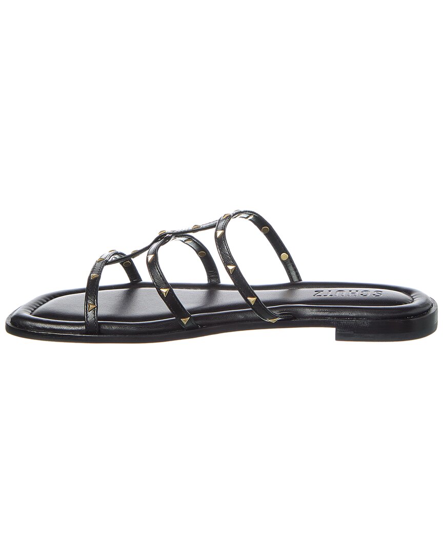 SCHUTZ Lydia Flat Leather Sandal, черный — фото 2