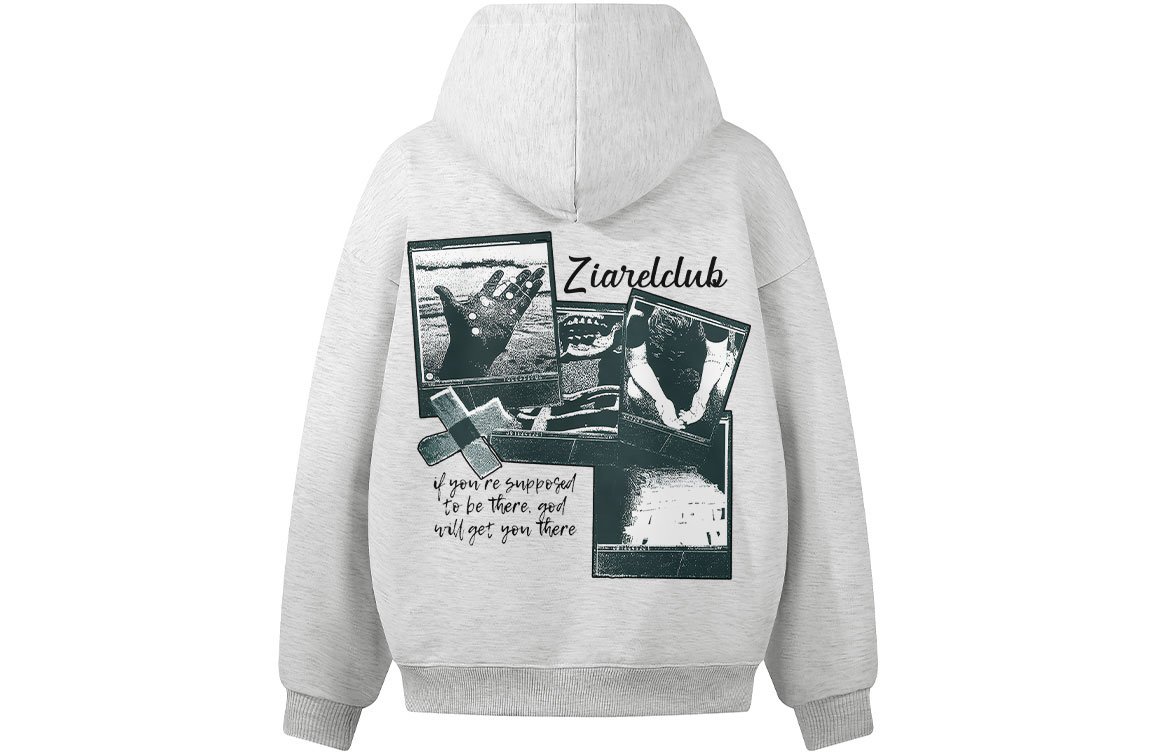 

Толстовка Unisex Hooded Moderate Heavyweight ZIAREL, белый heather серый