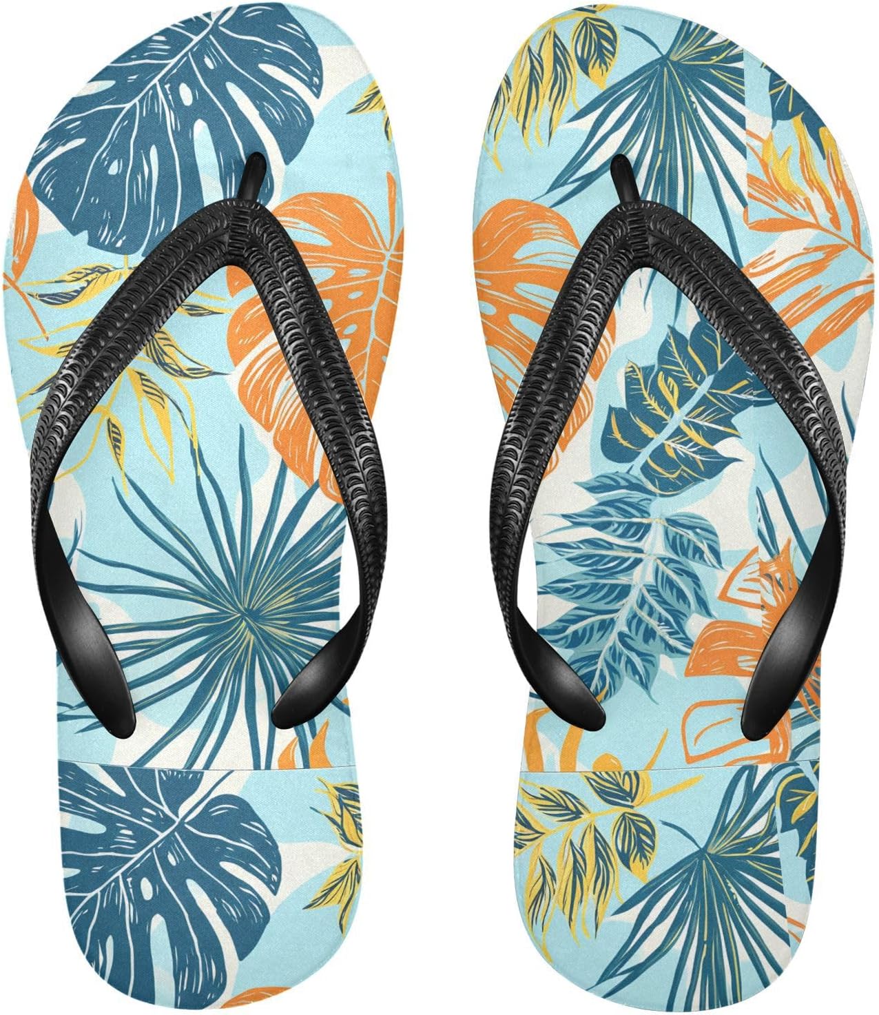 

Тропические монстеры, бирюзовые шлепанцы, пляжные сандалии-вьетнамки, резинескользящие летние тапочки для мужчин и женщин для прогулок Sinestour