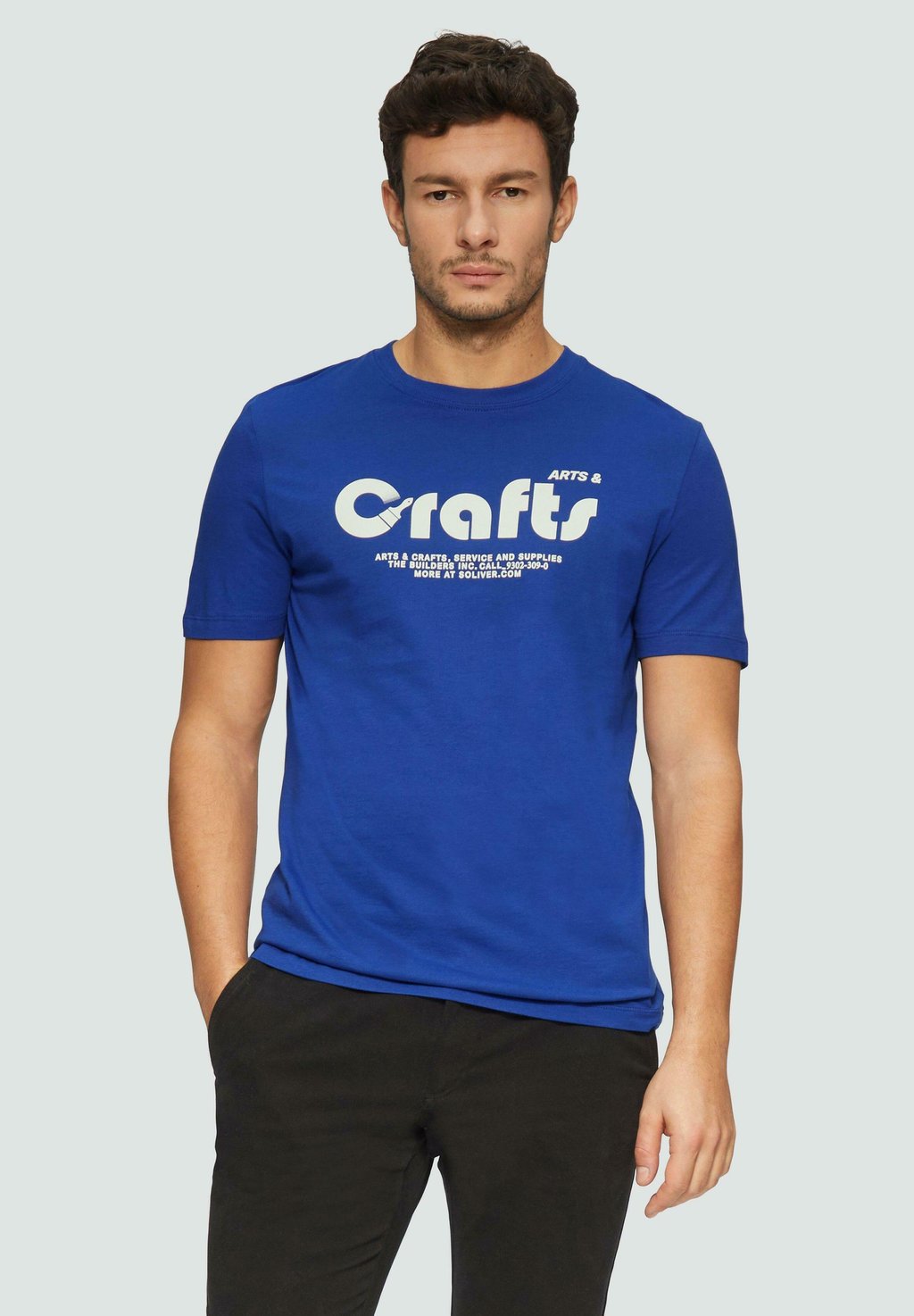 

Футболка с принтом MIT CREW NECK s.Oliver, темно-синий
