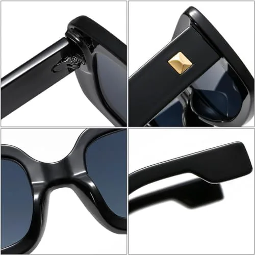 

Модные квадратные солнцезащитные очки для женщин, защита от УФ-излучения UV400, ретро-стиль с заклепками, трендовые солнцезащитные очки для мужчин MTZJH, Pink Grey