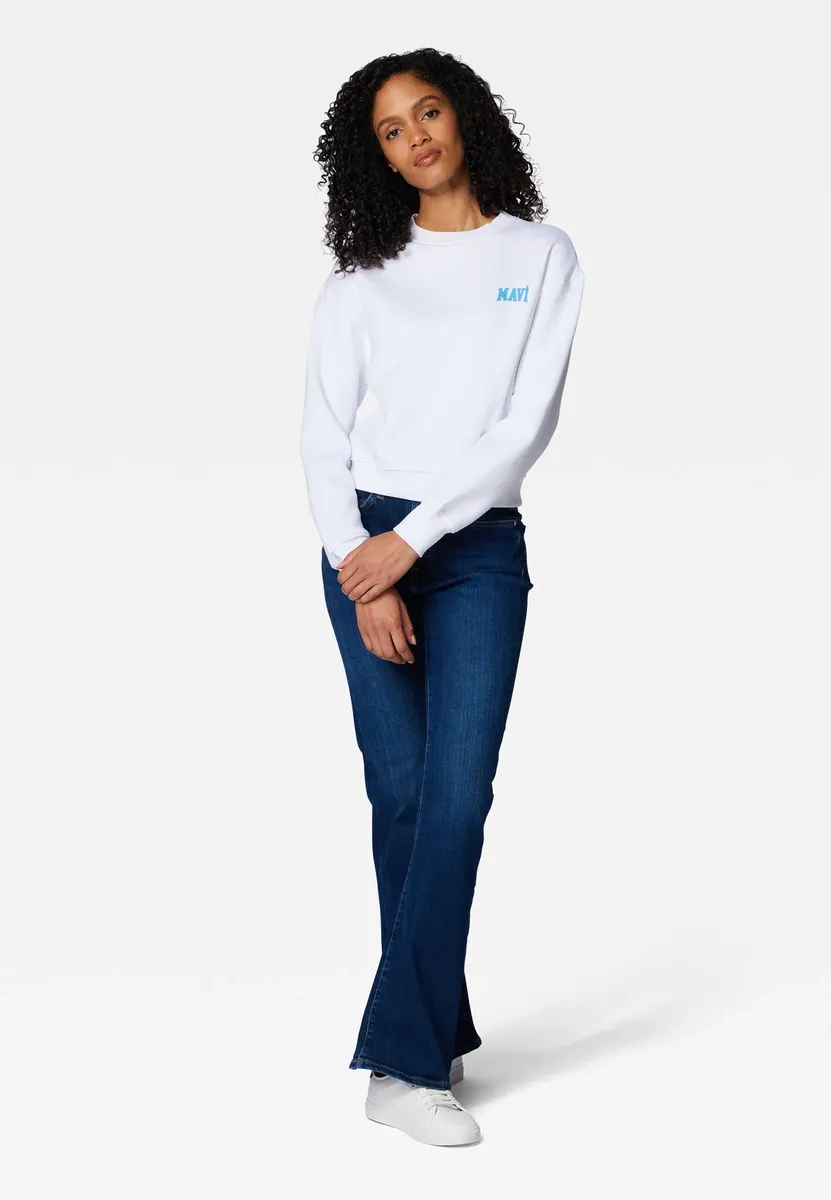 

Свитер Mavi с круглым вырезом "LOGO SHORT SWEATSHIRT", вязаный свитер с логотипом Mavi, белый