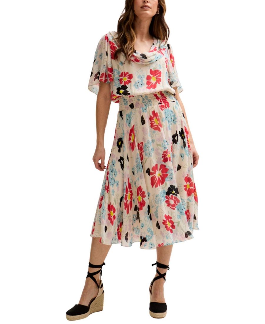 

Женское миди-платье с воротником-хомутом и принтом маков в виде галактики Lily and Lionel London, Open miscellaneous