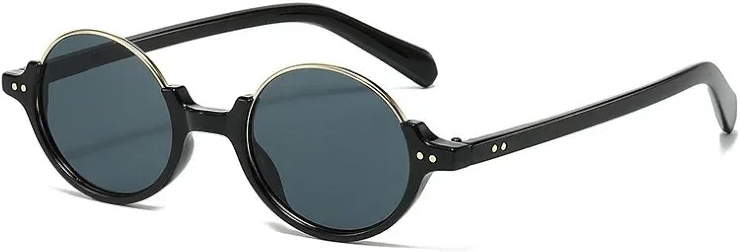 

Винтажные круглые солнцезащитные очки без оправы для женщин, модные градиентные очки с защитой от УФ-излучения для мужчин, трендовые очки с заклепками в стиле панк TVTBBVV, Black Grey