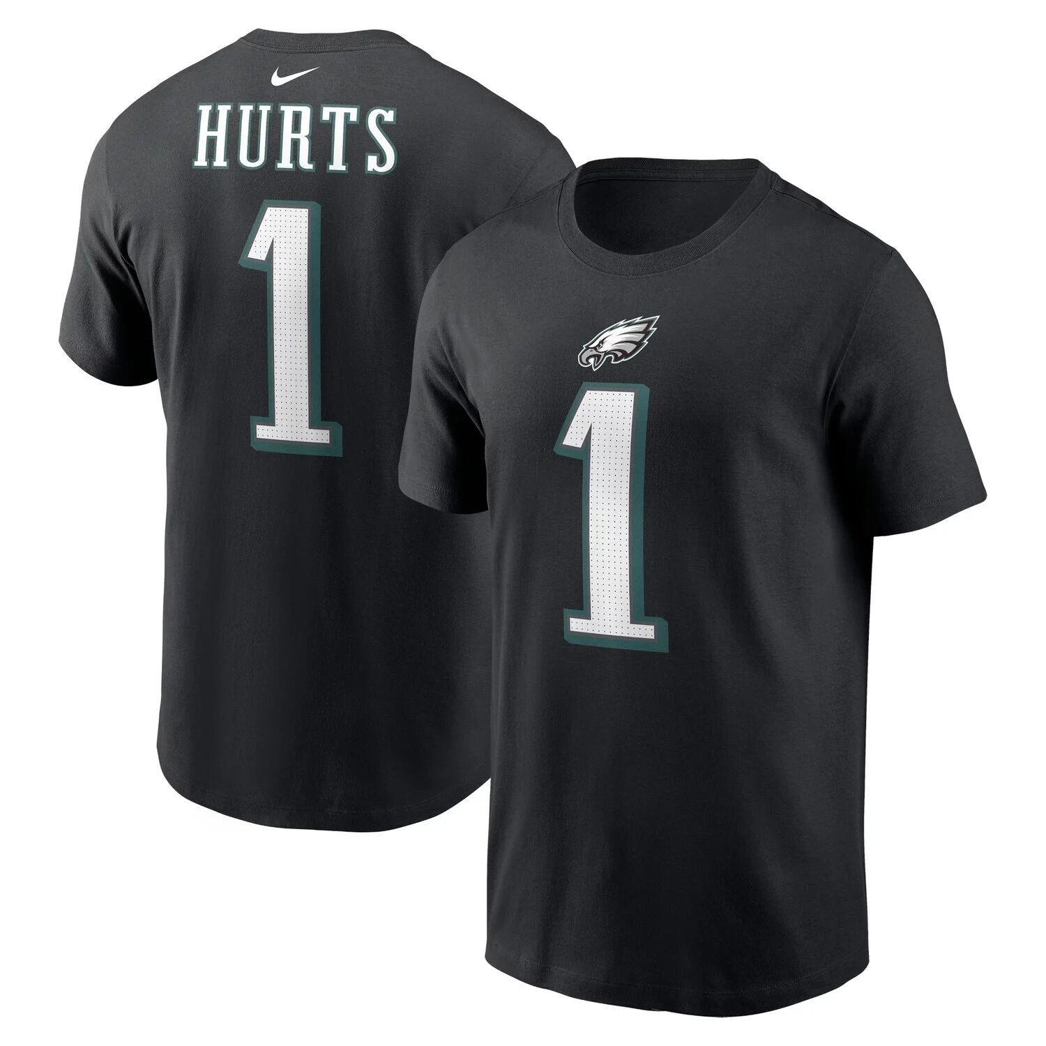 Мужская черная футболка Jalen Hurts Philadelphia Eagles с именем и номером игрока Nike — фото 4