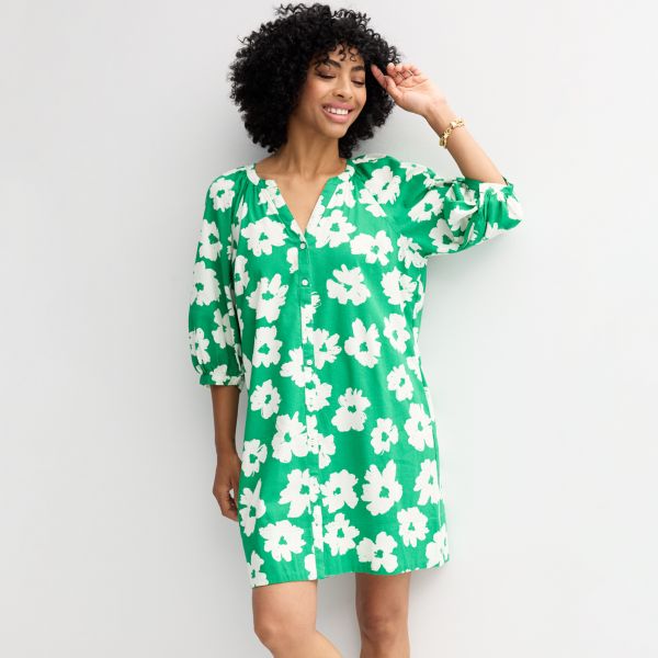 

Миниатюрное платье-футляр с пуговицами спереди Sonoma Goods For Life, цвет medium green floral