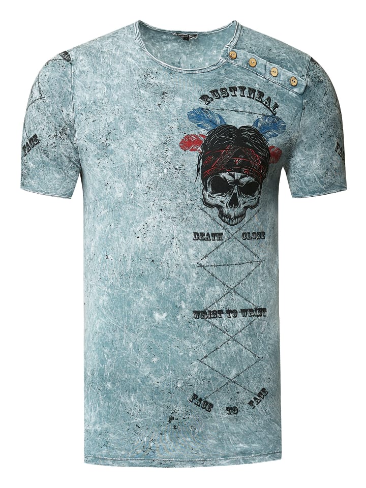 

Выцветшая футболка с круглым вырезом, планкой на пуговицах и принтами серого цвета Rusty Neal, Серый, Выцветшая футболка с круглым вырезом, планкой на пуговицах и принтами серого цвета Rusty Neal