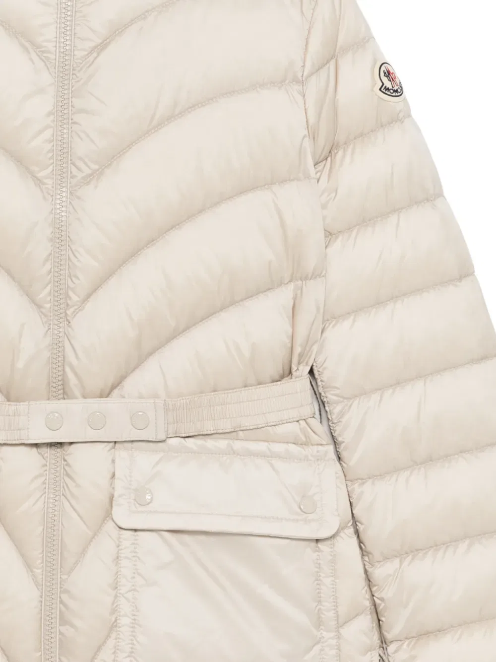Куртка с капюшоном и поясом Moncler Enfant, нейтральный — фото 3