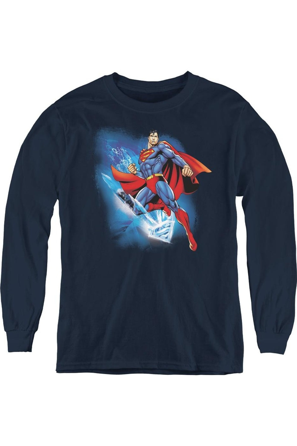 

Футболка с длинным рукавом Superman Crystallize Youth Gildan, темно-синий