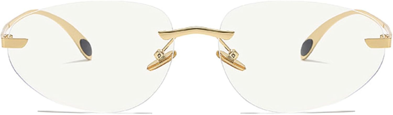 

Женские солнцезащитные очки «кошачий глаз»: модные, маленькие, овальной формы, в стильной металлической оправе, без оправы, защита от ультрафиолета UV400 N45 mincl, Gold Clear