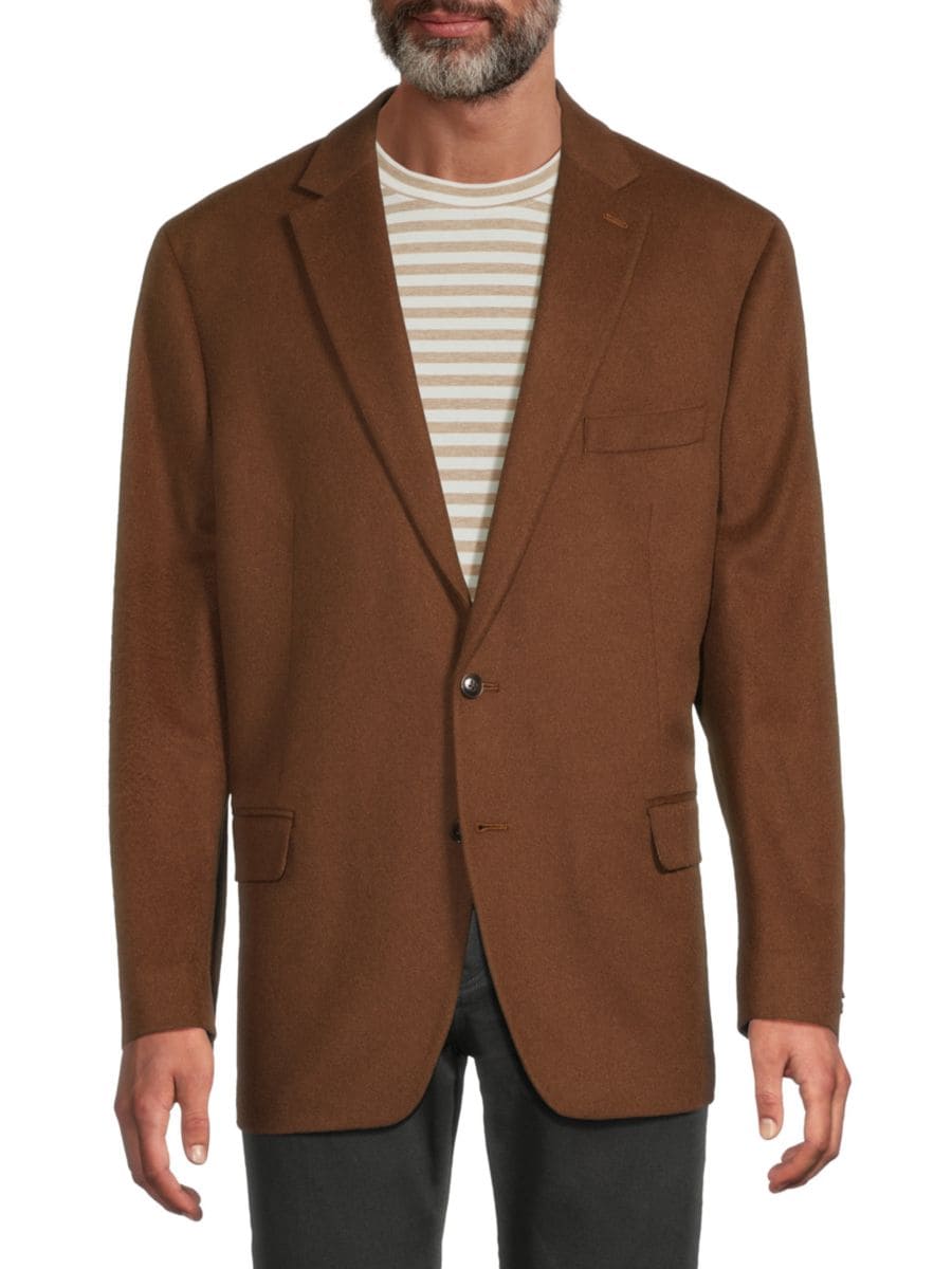 

Однотонный пиджак классического кроя из смесовой шерсти Michael Kors, коричневый