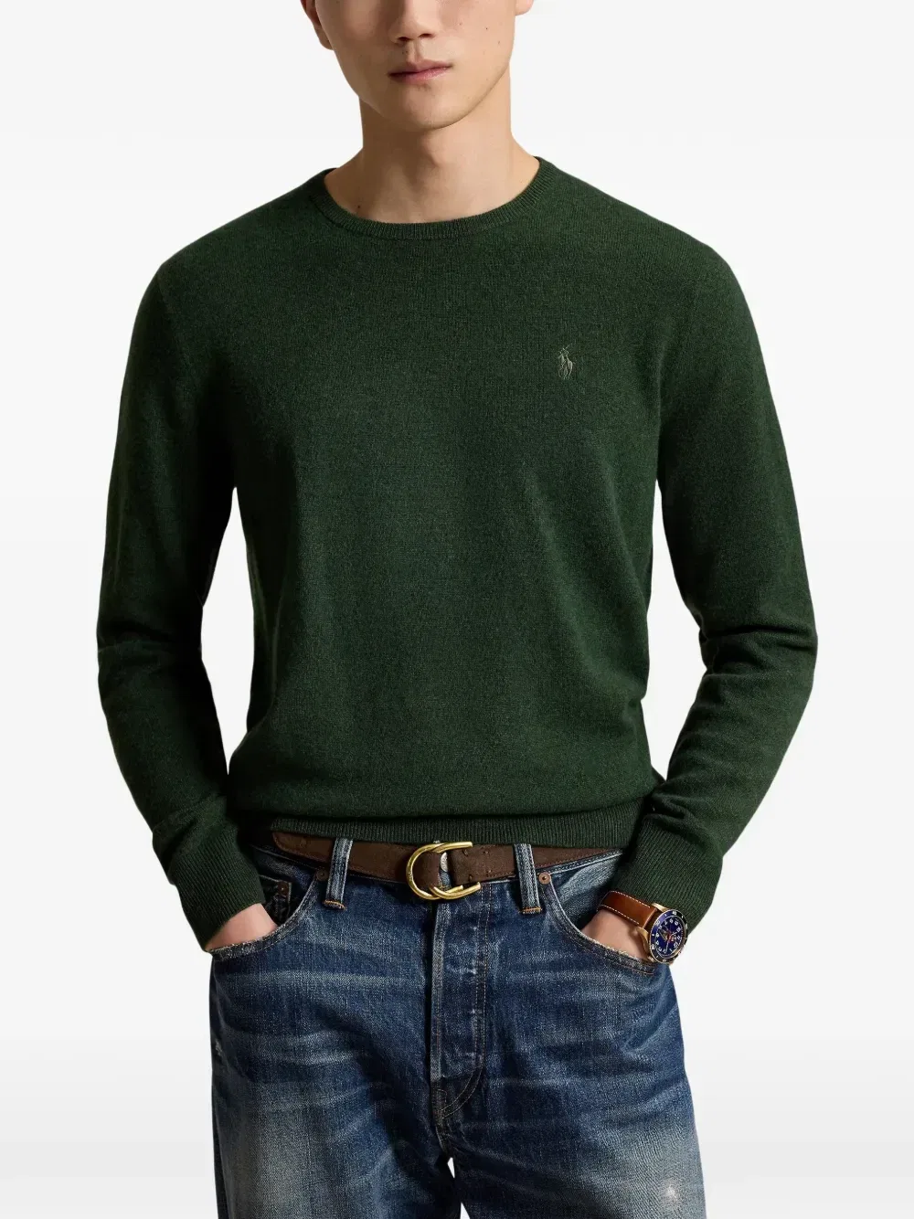 Свитер с вышивкой Pony Polo Ralph Lauren, зеленый — фото 3