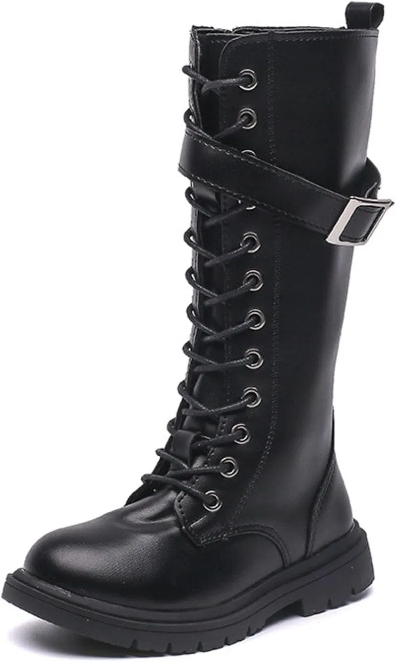 Детские ботинки на шнуровке с кружевом, модель Riding Boots, PU-кожа
