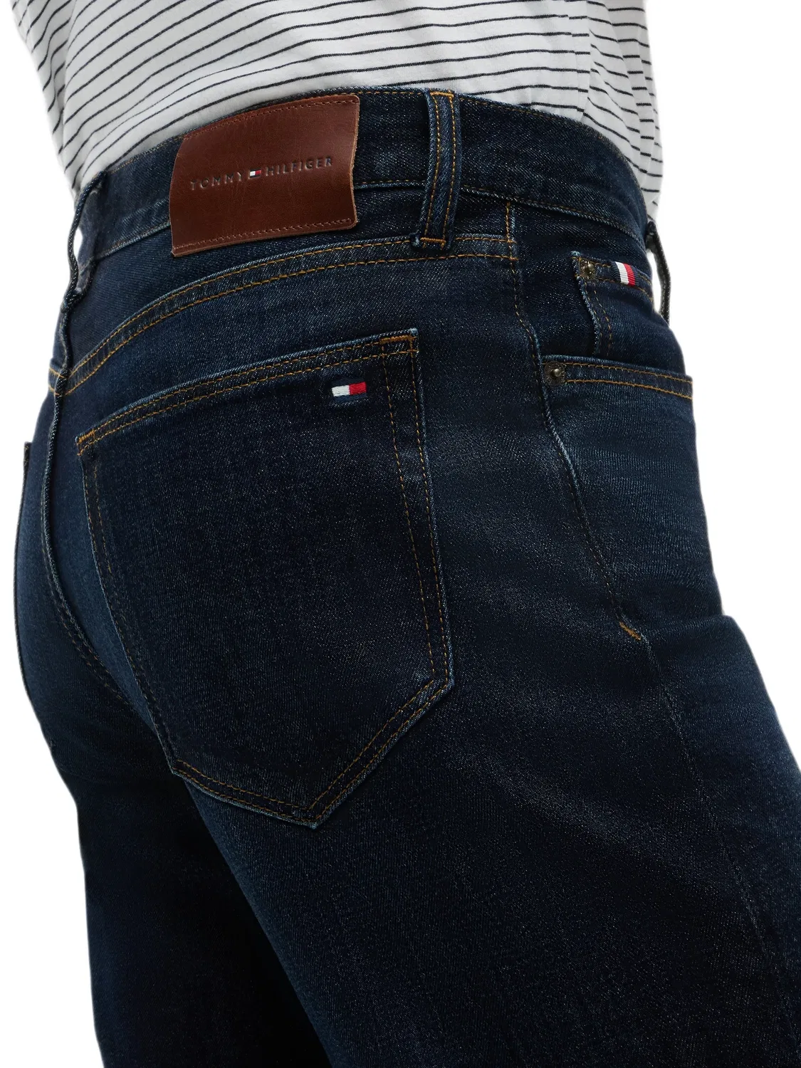 Джинсы прямого кроя с логотипом, синие Tommy Hilfiger, синий — фото 2