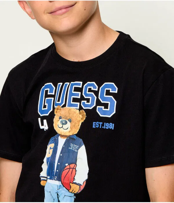 Детская футболка хлопковая Guess, черный — фото 4