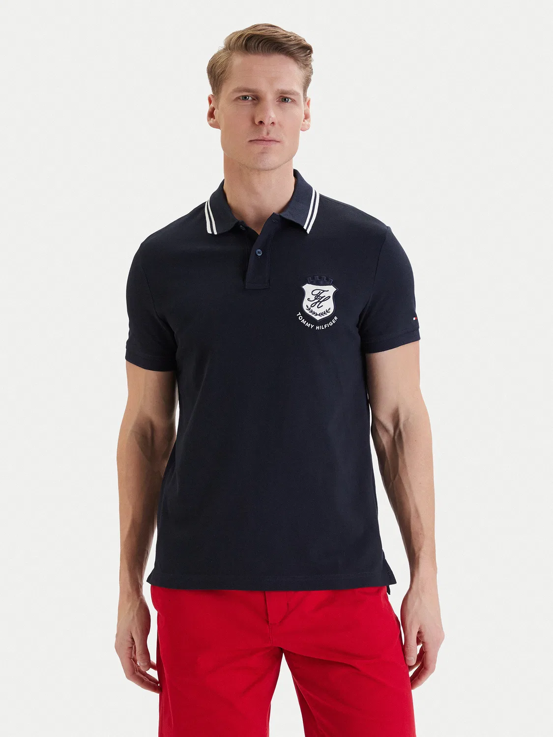 Мужское поло стандартного кроя Badge Tommy Hilfiger, темно-синий