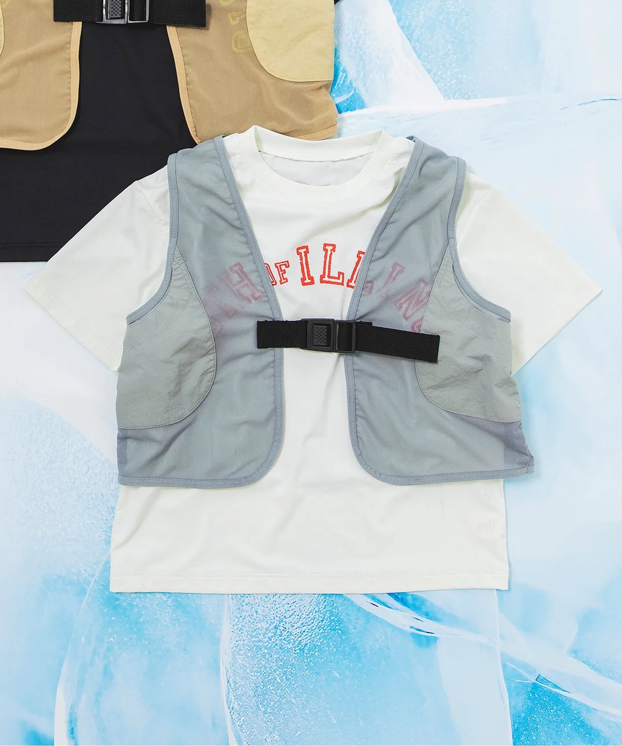 Детская футболка с длинным рукавомс охлаждающим жилетом BREEZE, Off White