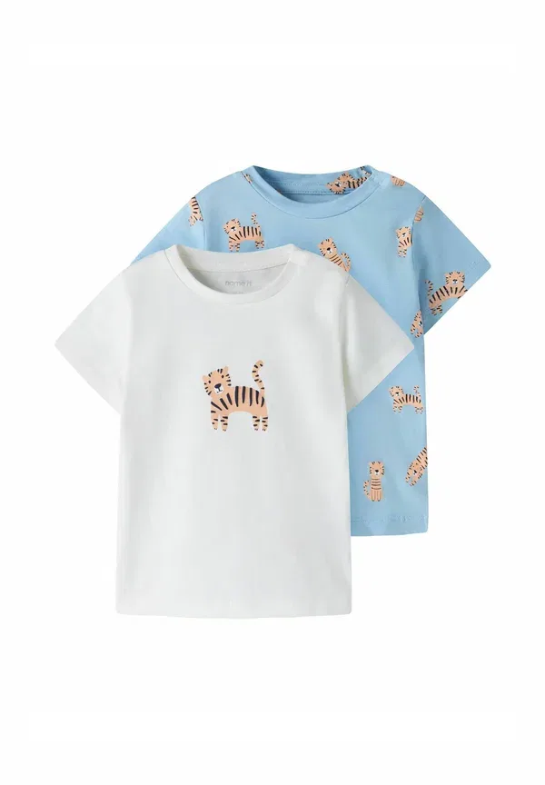 Комплект из 2 футболок с принтом Animals, Name It, Airy Blue, синий