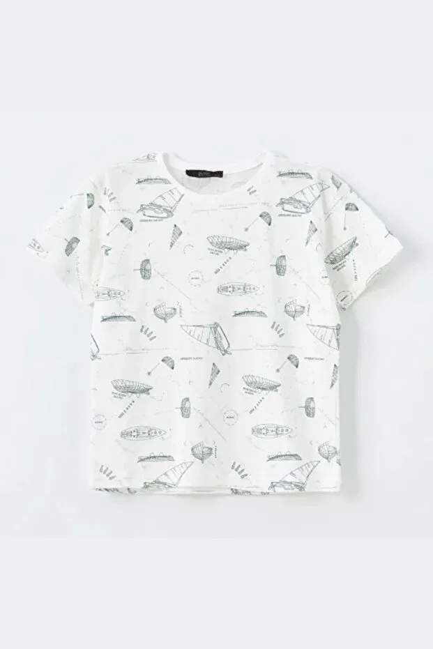 Детская футболка с коротким рукавом с принтом Black&Small, White