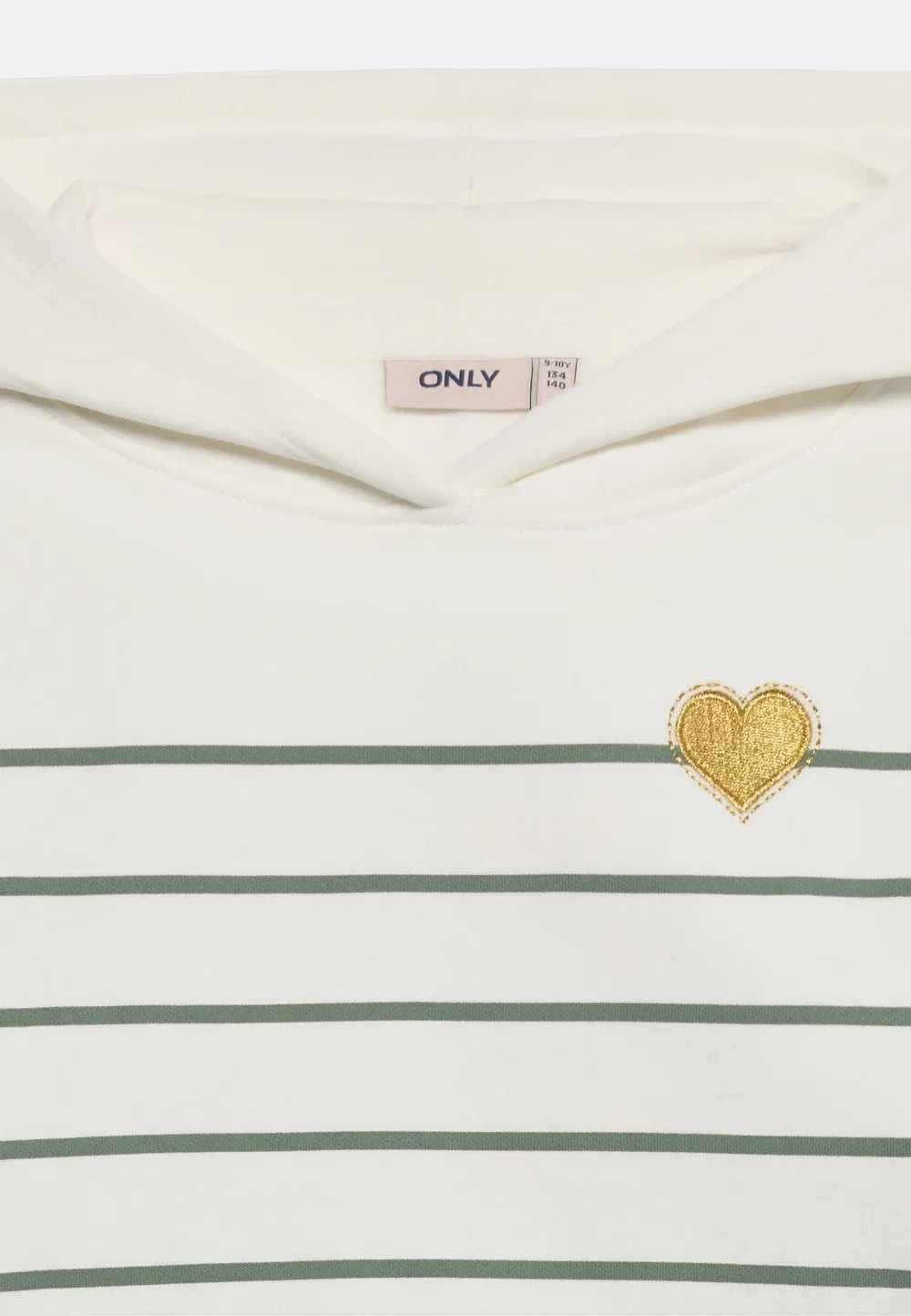 Худи Kogadelle amour stripe Only Girls, Cloud Dancer/Green Milieu/Gold-Coloured — фото 4