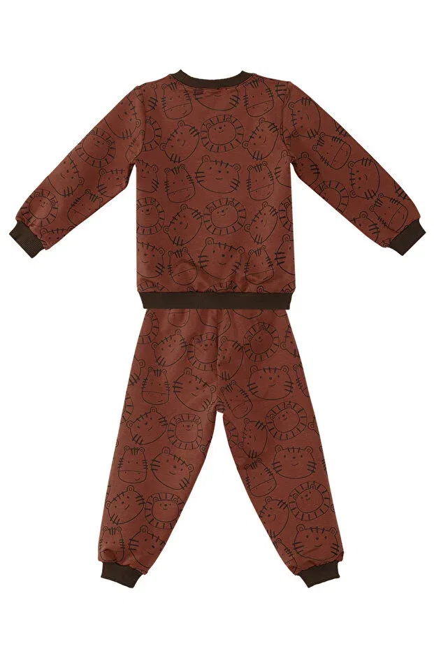 Детский спортивный костюм для мальчиков с принтом животных Denokids, Brown — фото 4