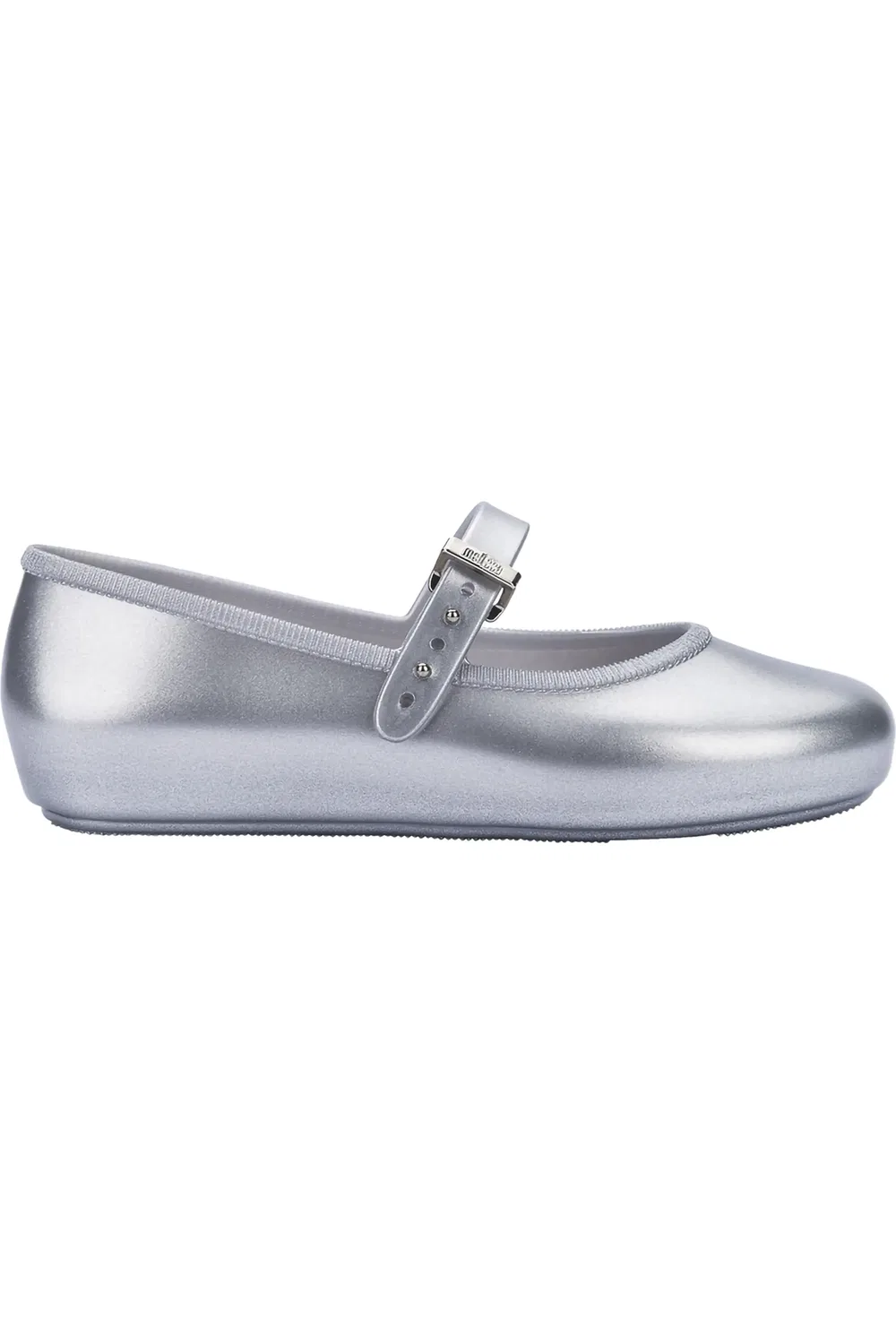 Детские балетки водонепроницаемые с регулируемым ремешком Mini Melissa, Silver — фото 2