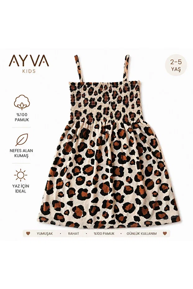 Детское платье для девочек с принтом Ayva girl's gipeli strap patterned summer dress Clown Kids, Leopard Print