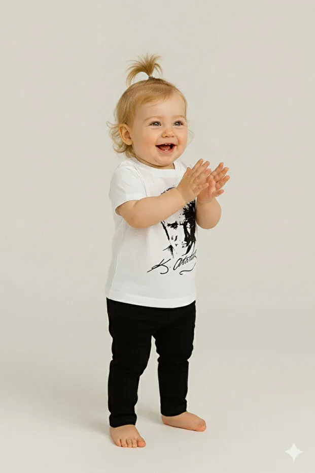 Детская футболка с принтом Ataturk printed unisex baby t-shirt Sibel Günay Butik, White — фото 4