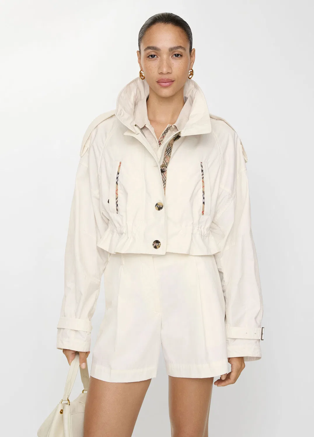 Куртка Burberry Cropped Ladymoor, white — фото 2