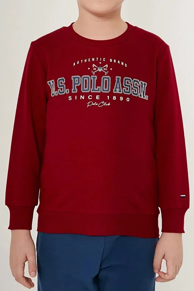 Детский спортивный комплект для мальчиков с принтом Licensed Polo Club Signed U.S. Polo Assn., Burgundy — фото 4