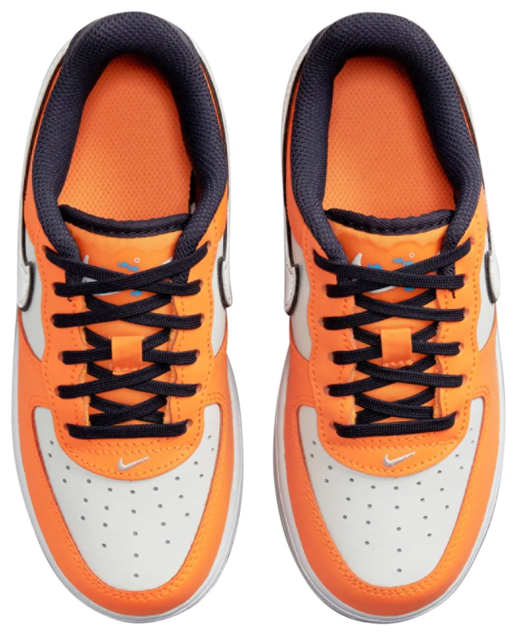Детские кроссовки для мальчиков с принтом рыб Nike Air Force 1 Low SE Littles, Viviid Orange/Summit White/University Blue — фото 4
