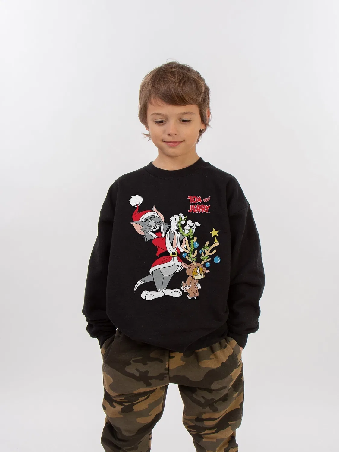 Свитшот с принтом Tom and Jerry Reindeer Brands In, черный — фото 4