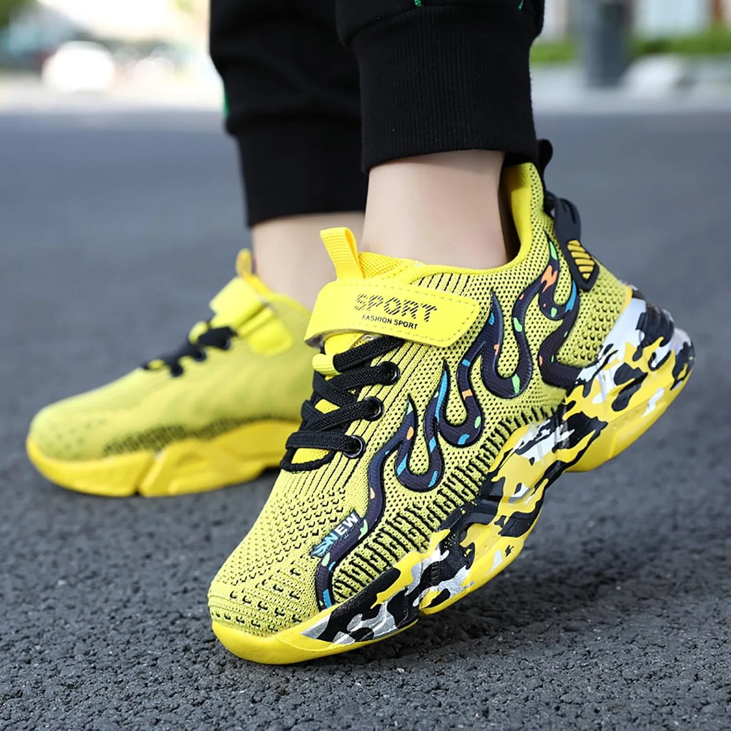 Детские кроссовки для девочек с сетчатым верхом Athletic Tennis Shoes, Yellow — фото 2