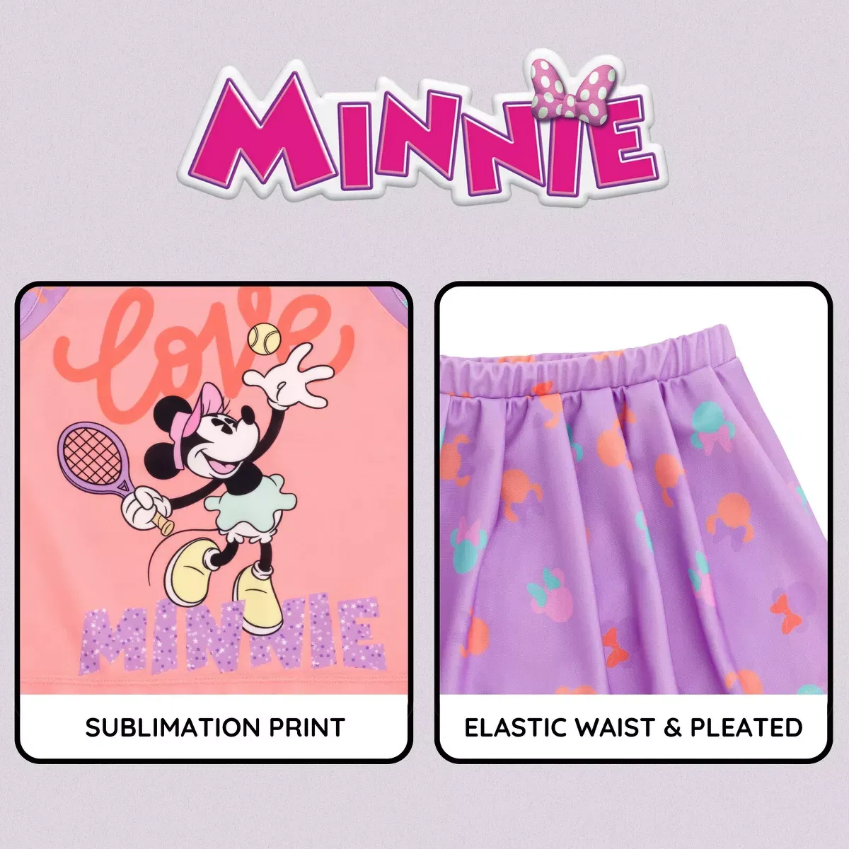 Детский комплект для девочек с принтом Love Minnie Disney, Цвет Minnie Mouse — фото 4