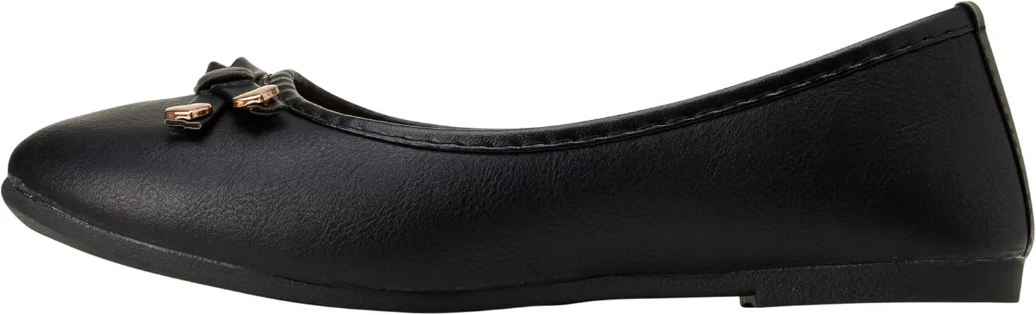 Детские туфли-балетки с блестящим бантом Classic Leatherette KENSIE GIRL, Black Bow — фото 4
