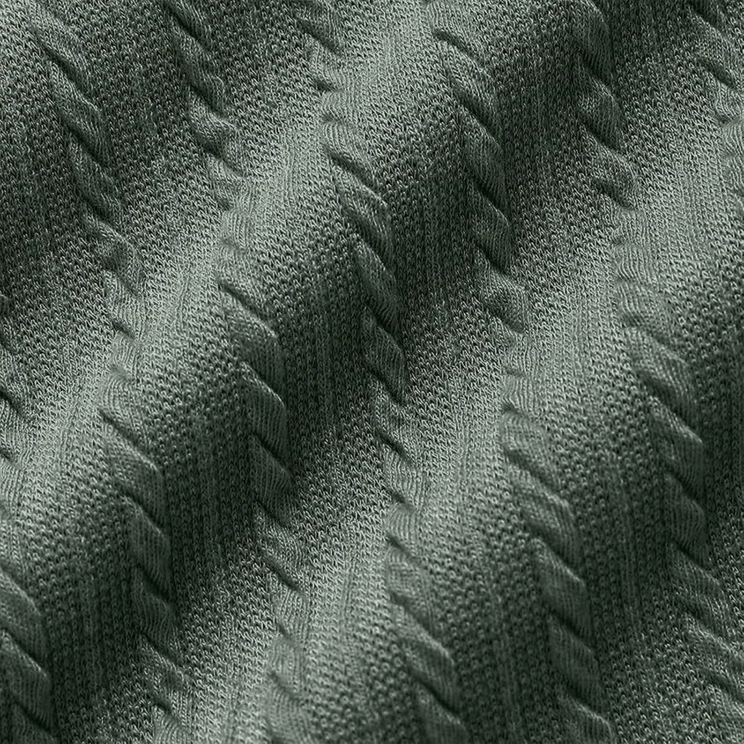 Мужская длинная футболка с высоким воротом Stretch Textured Knit, Army Green — фото 4