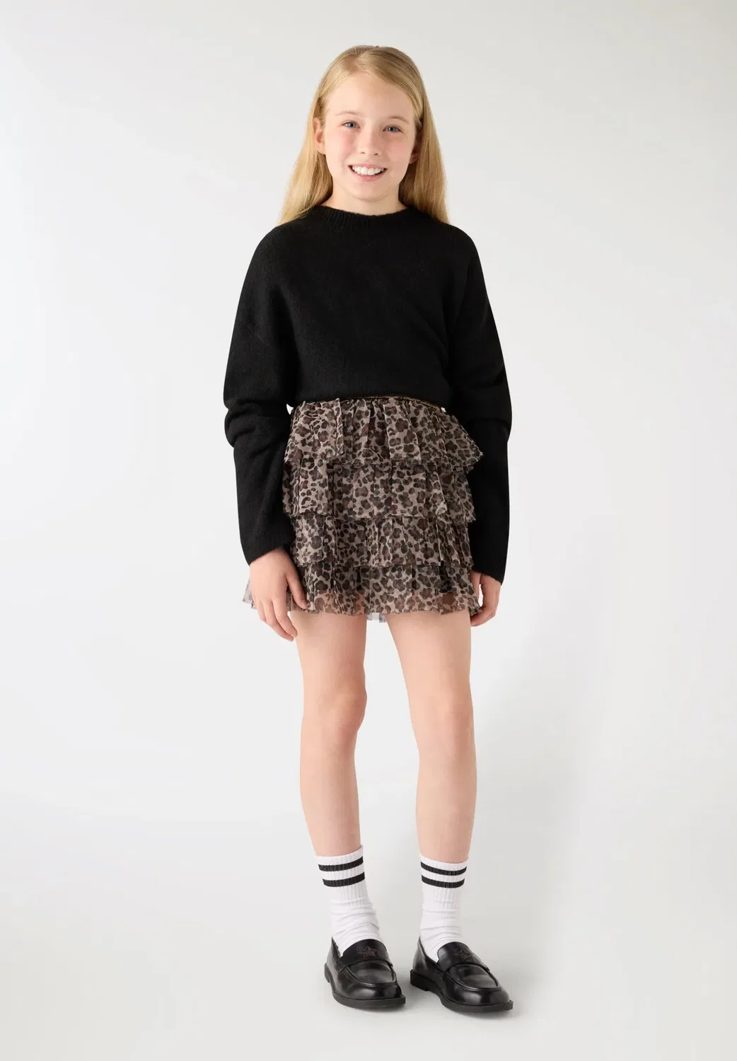 Gonna con Balze e Stampa Animalier - юбка-трапеция Terranova, Var Beige
