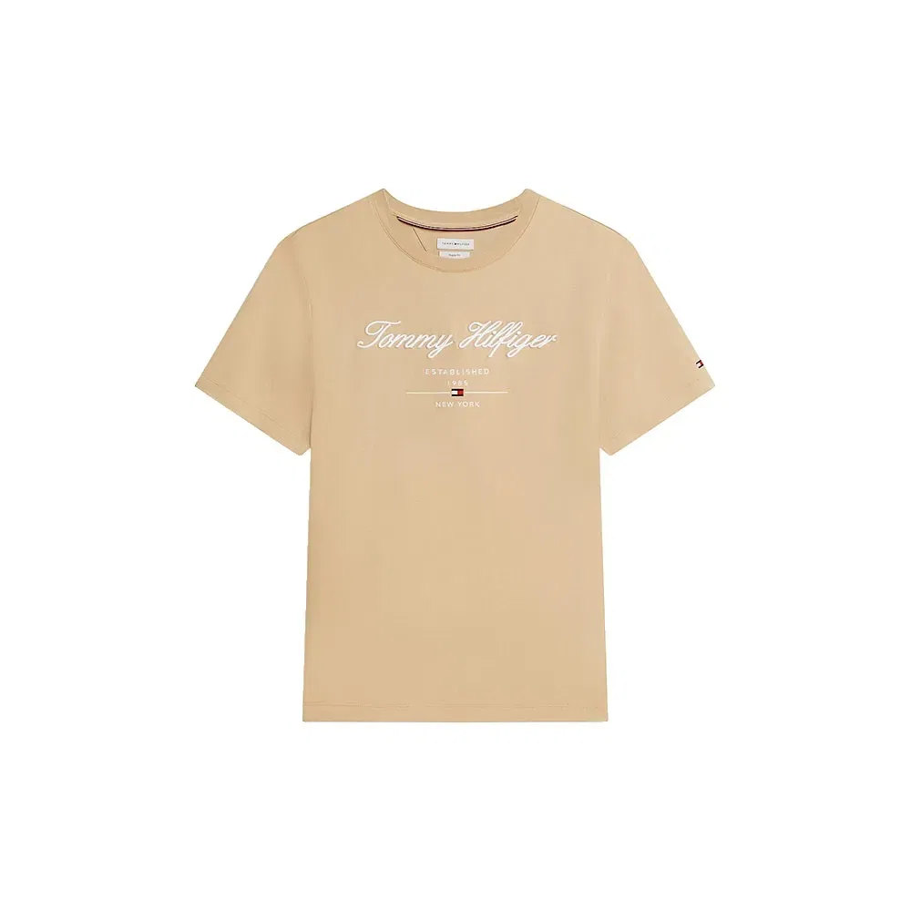 Футболка с коротким рукавом Script Logo Tommy Hilfiger, бежевый — фото 3