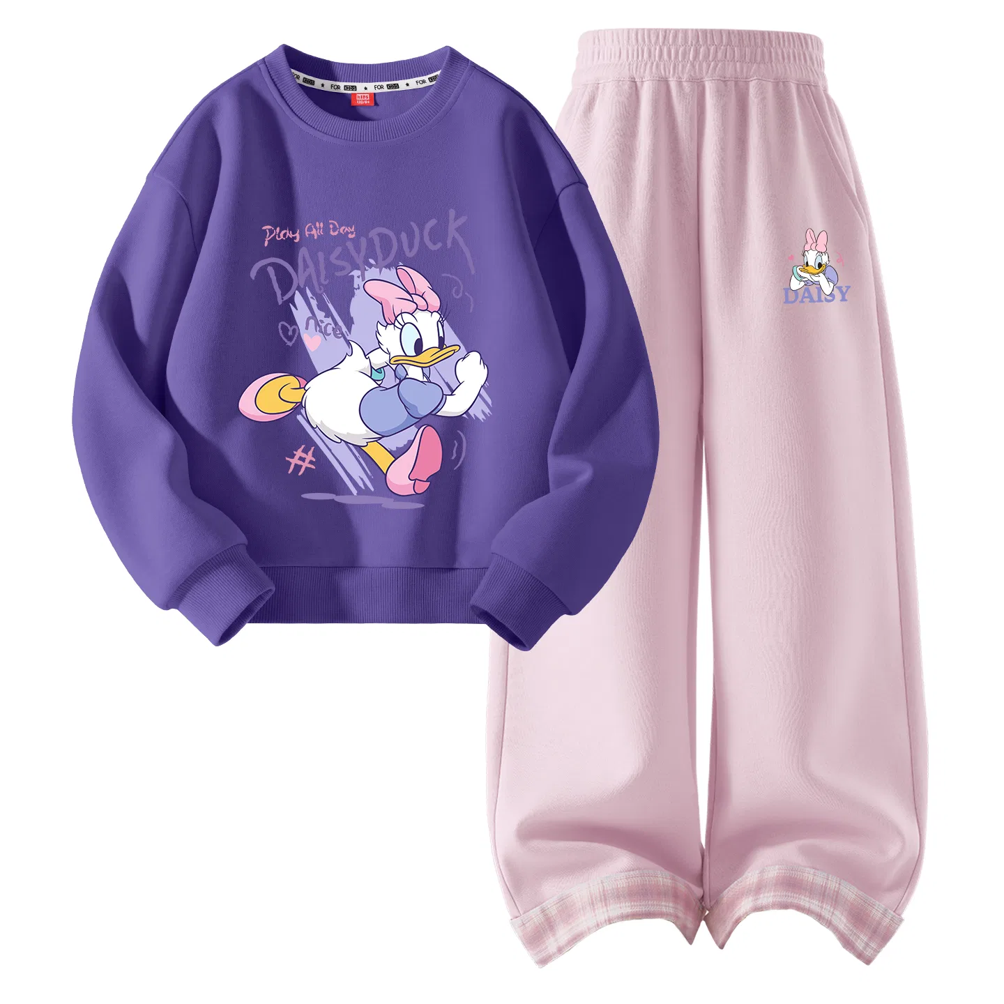 Детский комплект спортивной одежды с принтом Disney, Di Run Pulse Purple+Di Smile Daisy K Cherry Blossom Pink