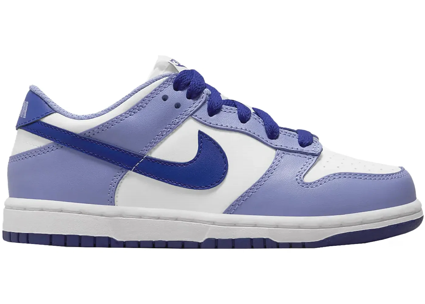 Детские кроссовки для мальчиков и девочек с перфорированным носком Nike Dunk Low Nike, White/Light Thistle/Lapis