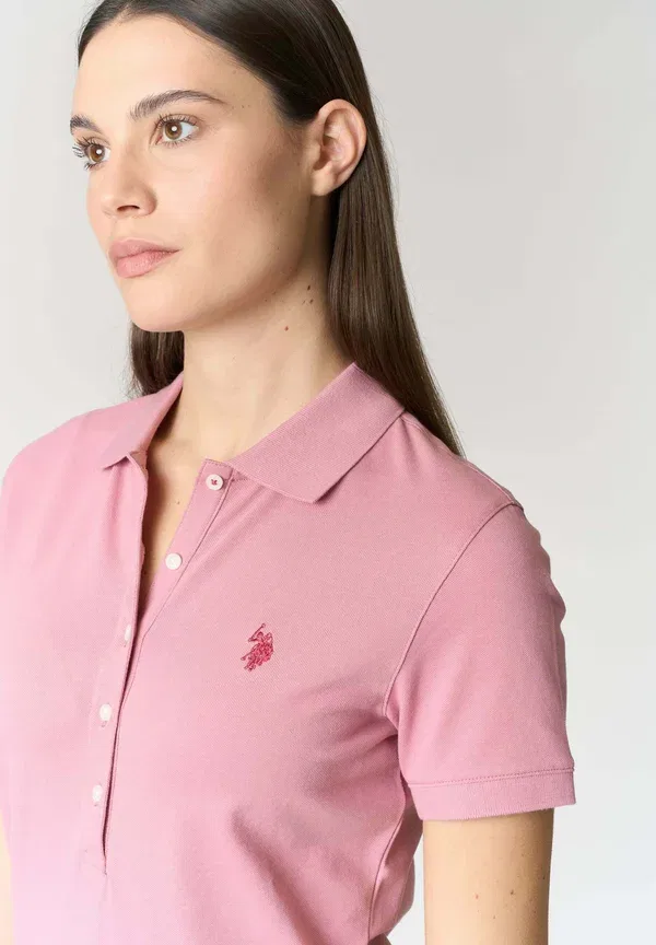 Поло хлопковое дышащее Polo shirt U.S. Polo Assn., розовый — фото 4
