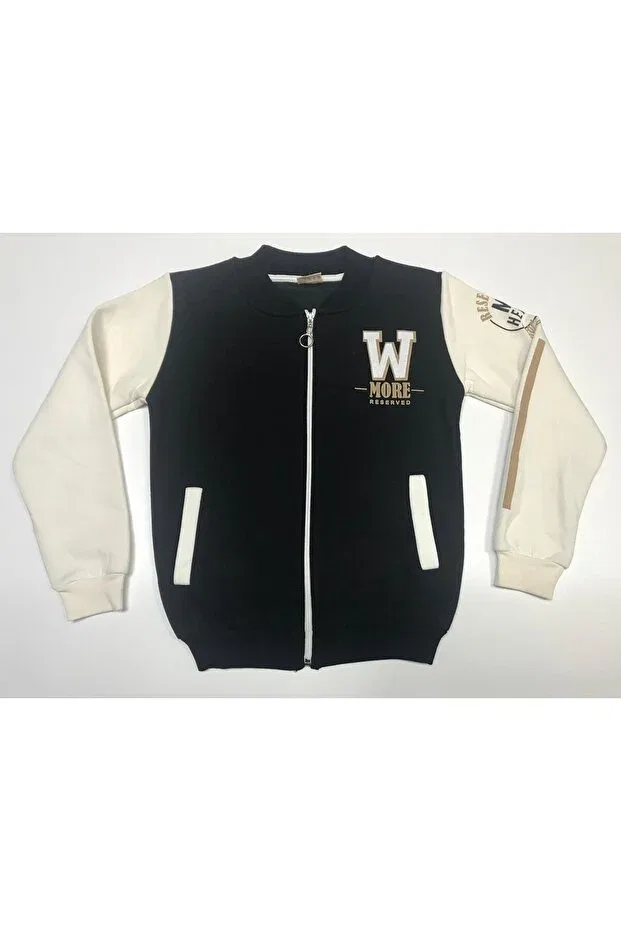 Детский кардиган на молнии с принтом Baby Slon Kids Clup, Black-Cream